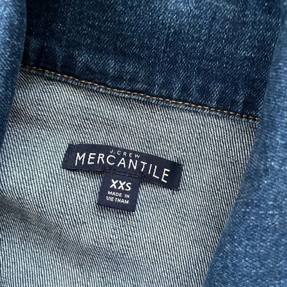 J Crew Mercantile Womens Jean Jacket XXS Blue Stretch Denim Classic Preppy Coat
